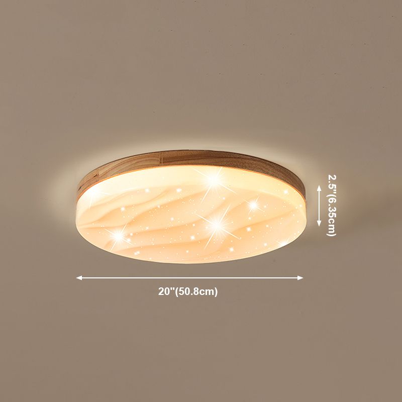 Plafonnier LED en forme de géométrie, style moderne et simple, en bois, 1 lumière, encastré, pour chambre à coucher