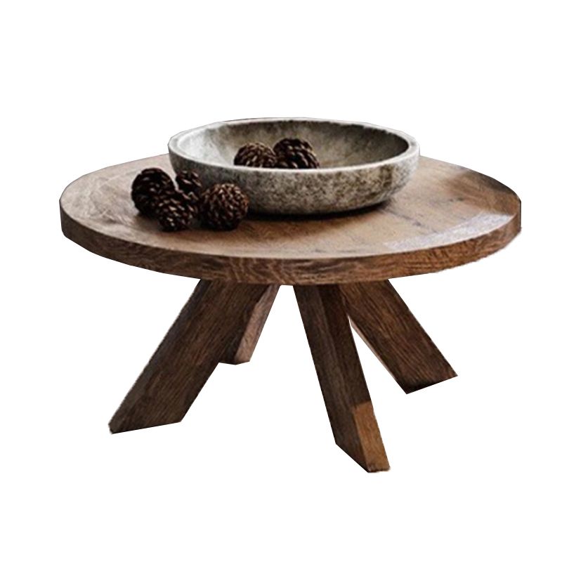 15"H Contemporary Coffee Table Solid Wood Round Coffee Cocktail Table