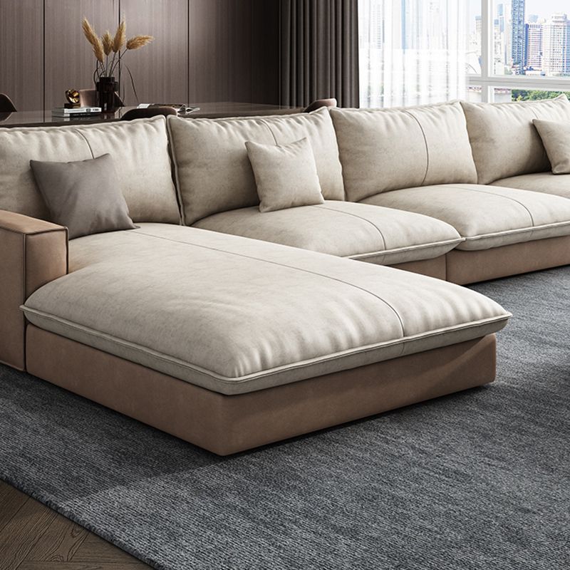 Scandinavian Pillow Back Sectional with Square Arm for Living Room