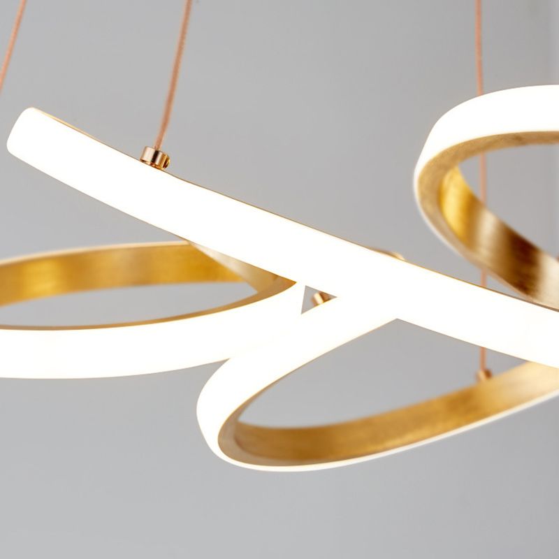 Lámpara de colgación LED lineal dorada en una lámpara de aluminio moderna ajustable con sombra acrílica