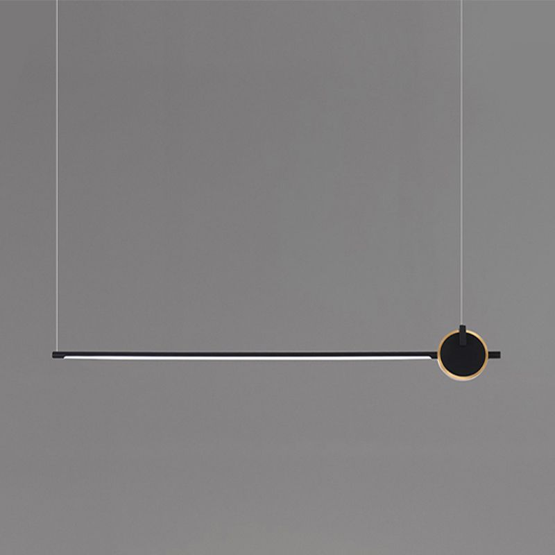 Black metal eiland licht modern 1-head lineair restaurant hangende lamp met acryl schaduw