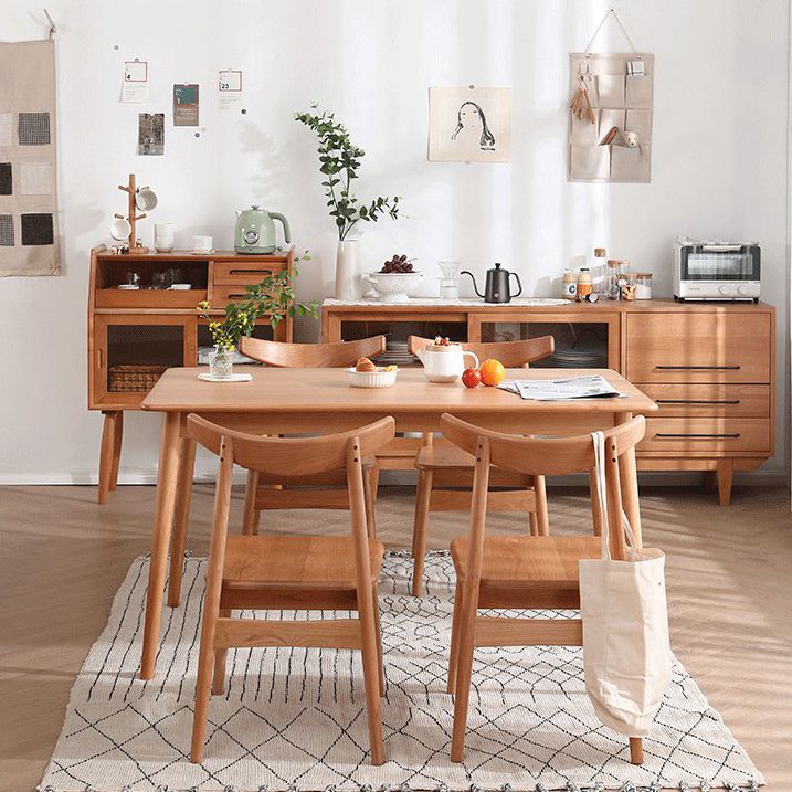 Mesa de comedor de 4 patas de estilo moderno, colección de comedor de madera maciza para interiores
