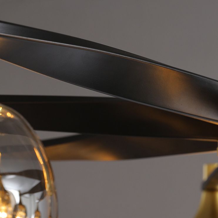 Chandelier postmoderne Chandelier Prismatic Crystal Dining Salle suspendue en noir-or