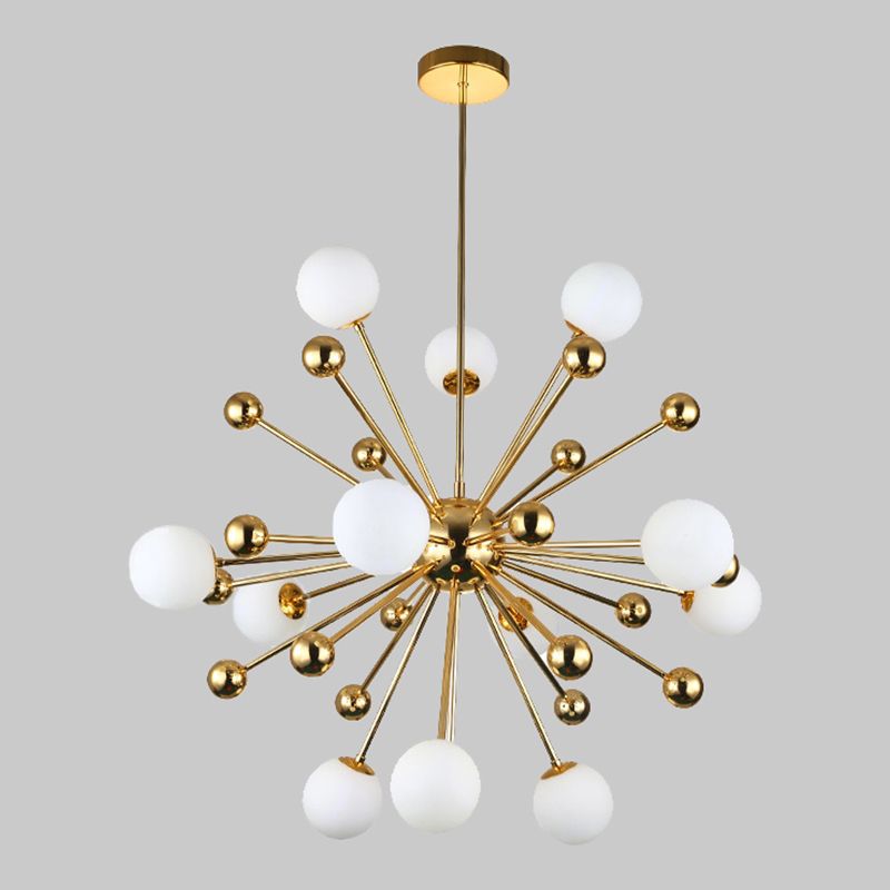 Luce a sospensione in oro in vetro in lampadario di ferro elettroplato moderno in stile lusso per sala da pranzo