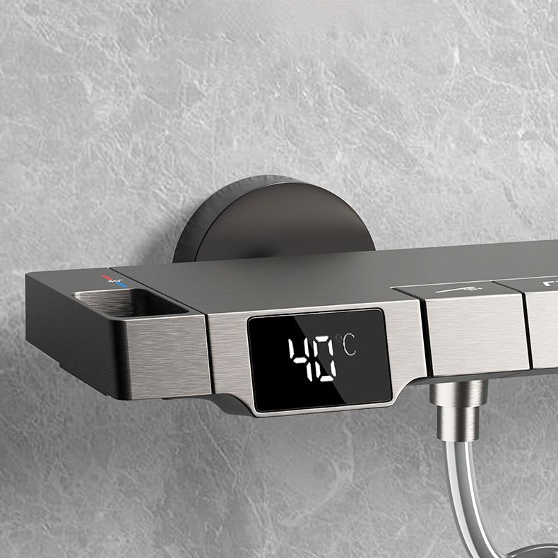 Wall Mounted Modern Square Metal Shower Brass Shower Head Shower Faucet in Gray