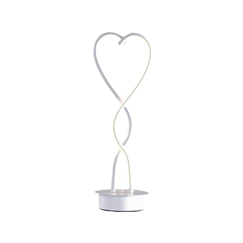 Spirales herzförmige Tischbeleuchtung zeitgenössischer Acryl -LED -LED weiße Schreibtischlampe in warmem/weißem Licht für Bett