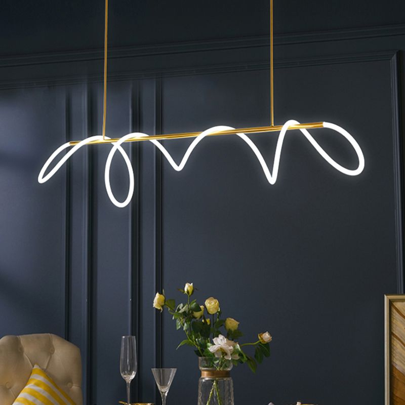 Modern Style Linear Hanging Pendant Light Silica Gel 1 Light Pendant Light Fixture