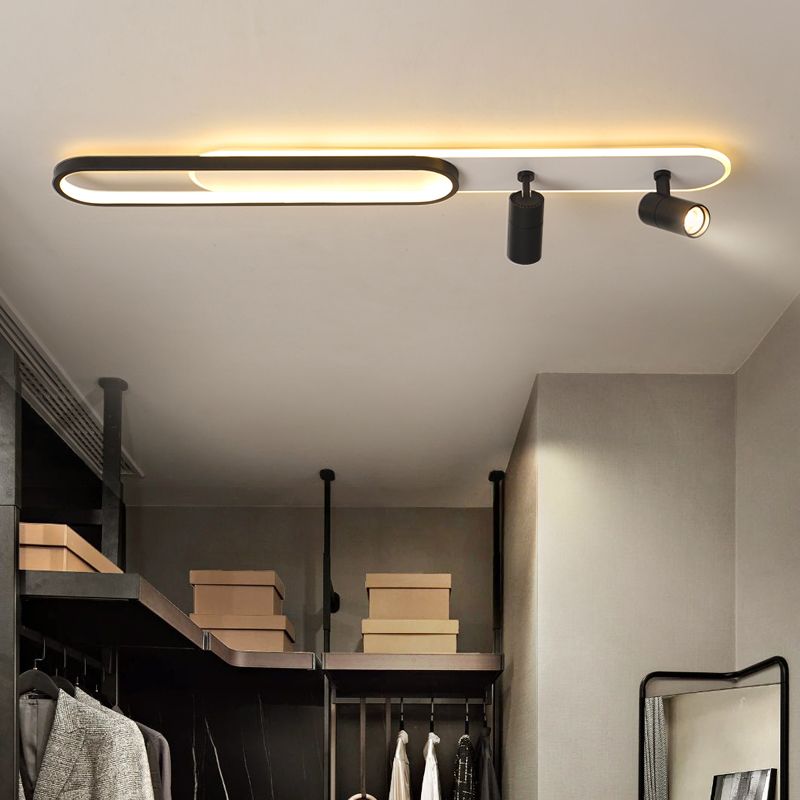 Moderne, lineare, ultradünne Deckenleuchte aus Metall für die Unterputzmontage im Flur