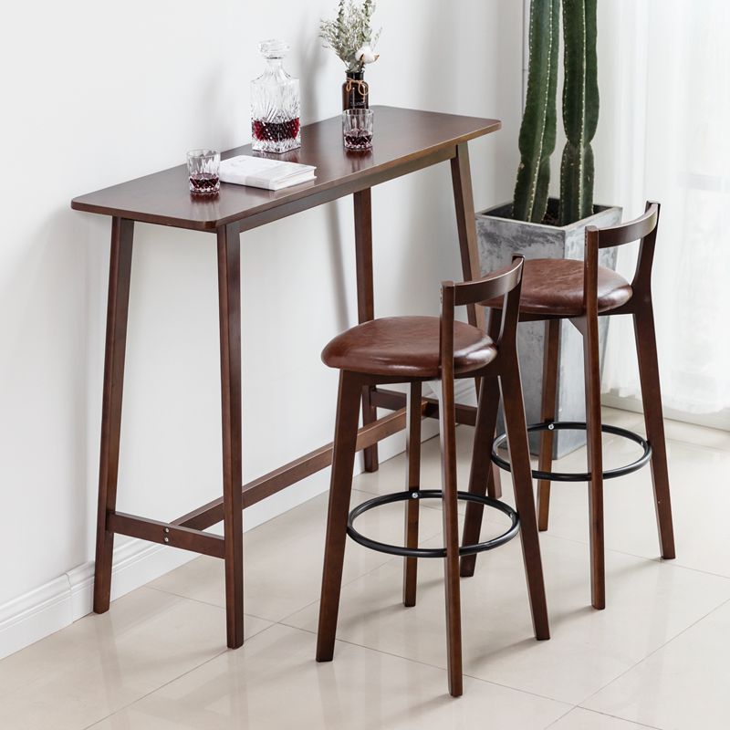 Traditional Rectangle Solid Wood Living Room Bar Dining Table