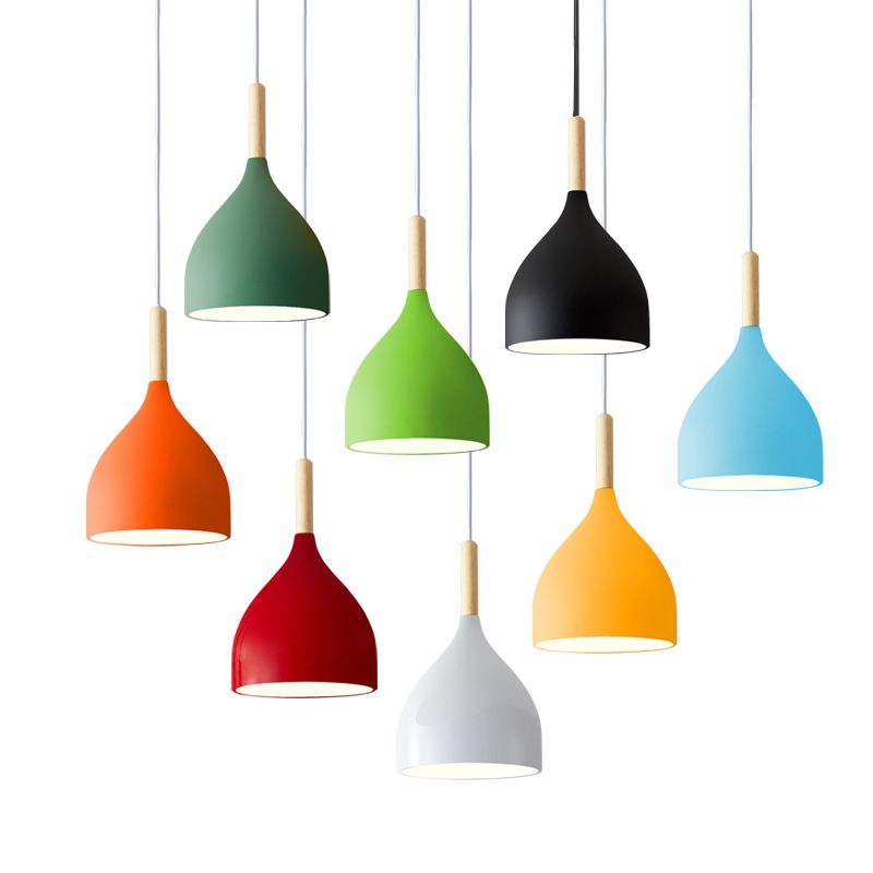 Macaron Water Drop Shaped Pendant Metallic 1-Light Dinner Suspended Lighting Fixture