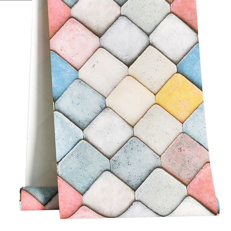 Multicolored Fishscale Wallpaper Roll Waterproof Contemporary Parlor Wall Covering