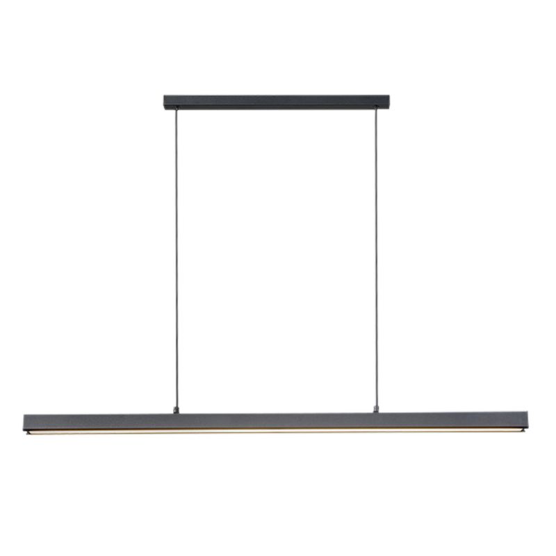 Zeitgenössischer Stil linearer Form Island Light Metal 1 hängendes Anhänger Licht in Schwarz