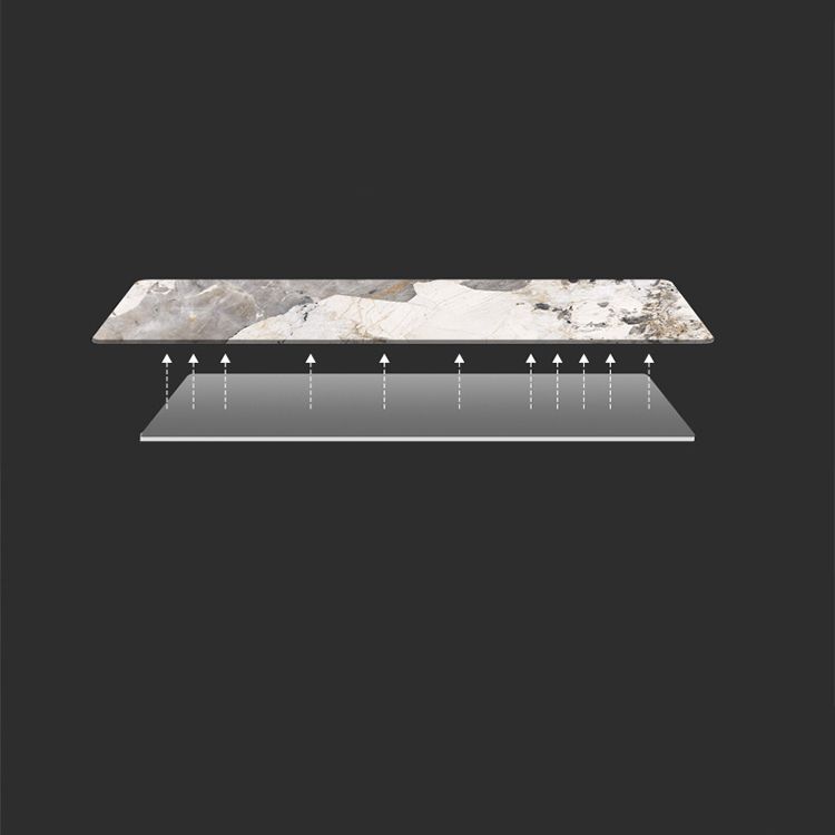 Minimalist Sintered Stone Kitchen Dining Set Gray Rectangle Shape Dining Set with Double Pedestal