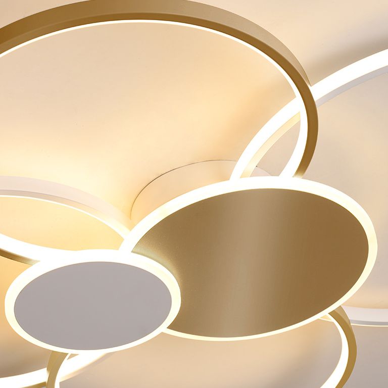 Lámpara de techo LED minimalista con iluminación empotrada y círculo de metal para sala de estar