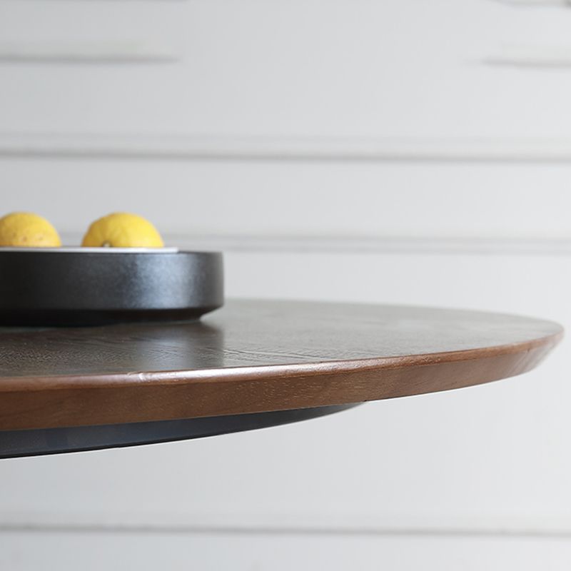 Walnut Color Solid Wood Round Dining Table Round Turntable Furniture with Pedestal Base