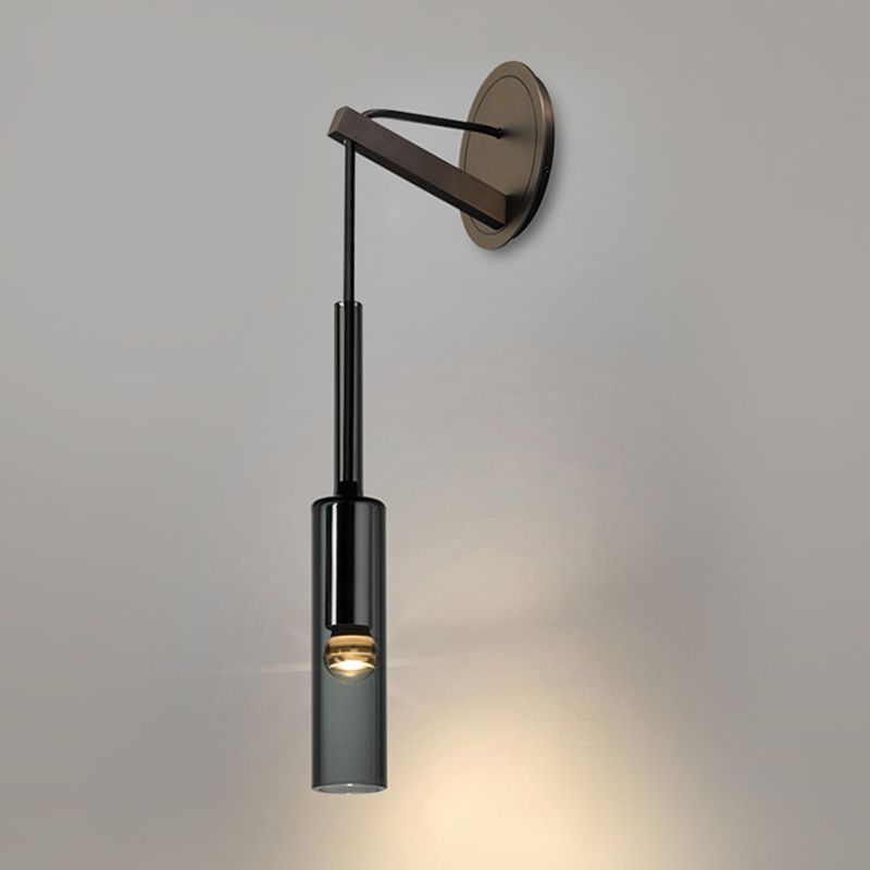 Modernism Wall Sconce Glass Wall Light Fixture in Black for Bedroom