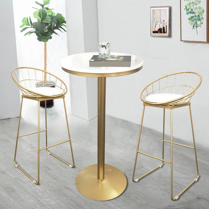 Glam Style Pub Table Round Pedestal Bar Table for Indoor Use