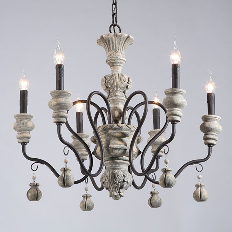 Vintage Candlesticks Styling Resin Chandelier Metal Gooseneck Arm Design Rustic Style Lighting Pendant