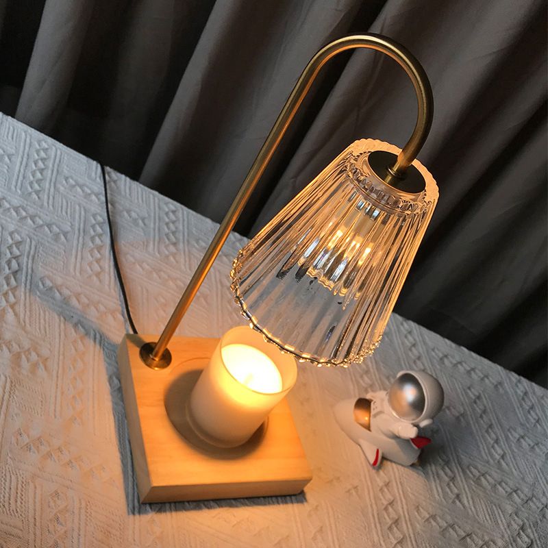 1 illuminazione da tavolo cono chiaro moderno illuminazione da tavolo in vetro per camera da letto, solo luce