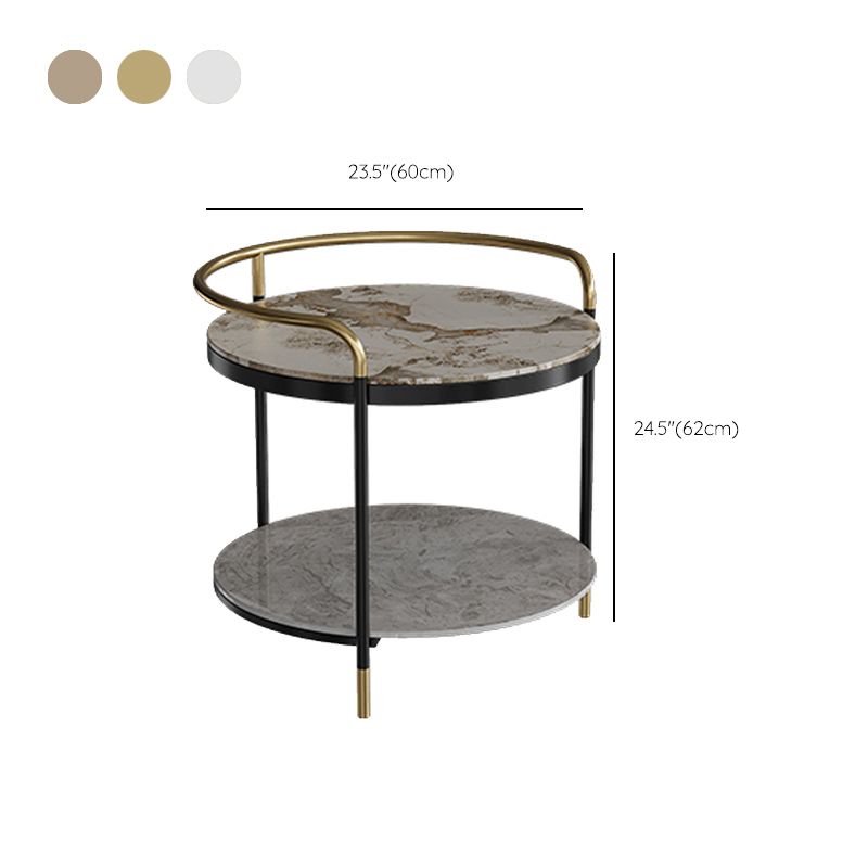 Contemporary with Shelf 3 Legs Round Double Tier Side End Table