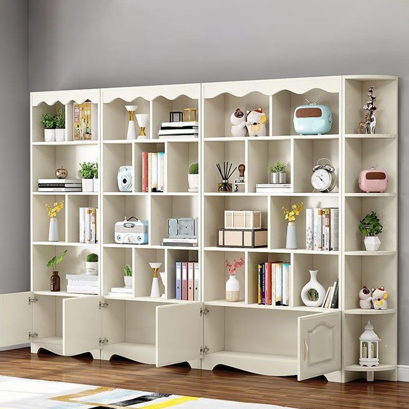 Modern Solid Engineered Bookcase White Geometric Bookshelf for Living Room