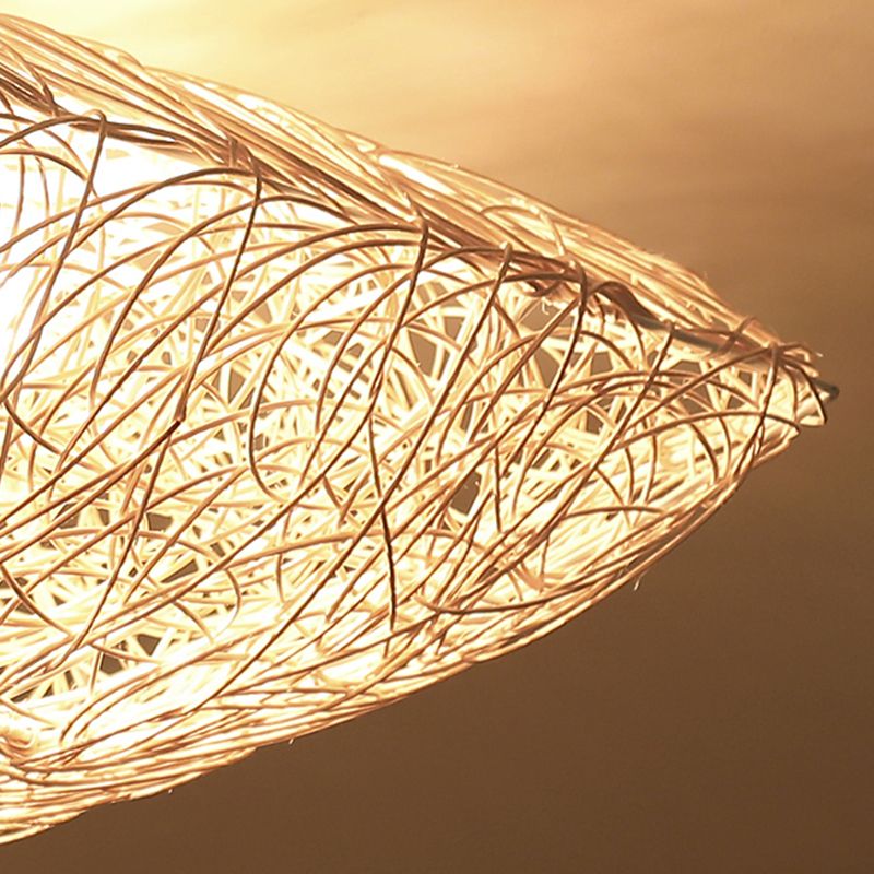 Quadratform Deckenlampe Asiatischer Bambus 3 Lichter Flush Mount für Esszimmer