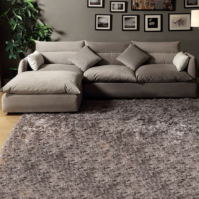 Square Arm Light-grey Contemporary Velvet L-Shape Sofa for Living Room