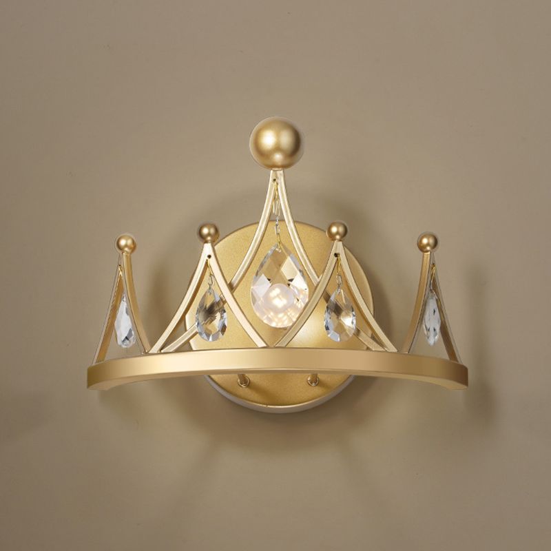 Crystal Crown Shape Wall Lights Modern Style 1 Light Wall Light Sconce in Brass