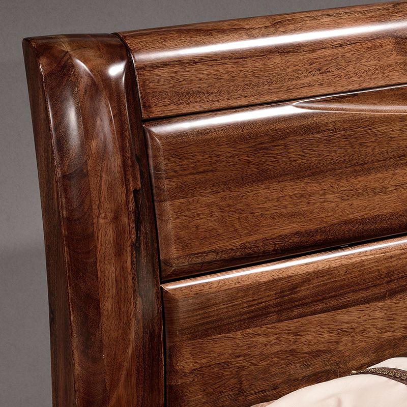 Solid Wood Walnut Standard Bed Lift Up Storage Bed Frame with Headboard