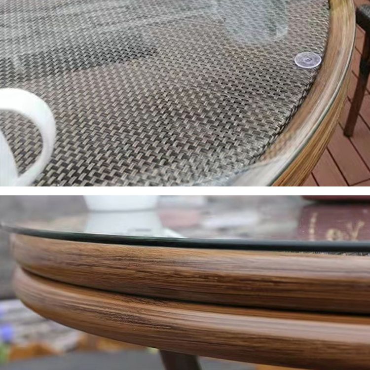 1/4/5 Pcs Rattan Dining Set Glass Top Modern Dining Table Set