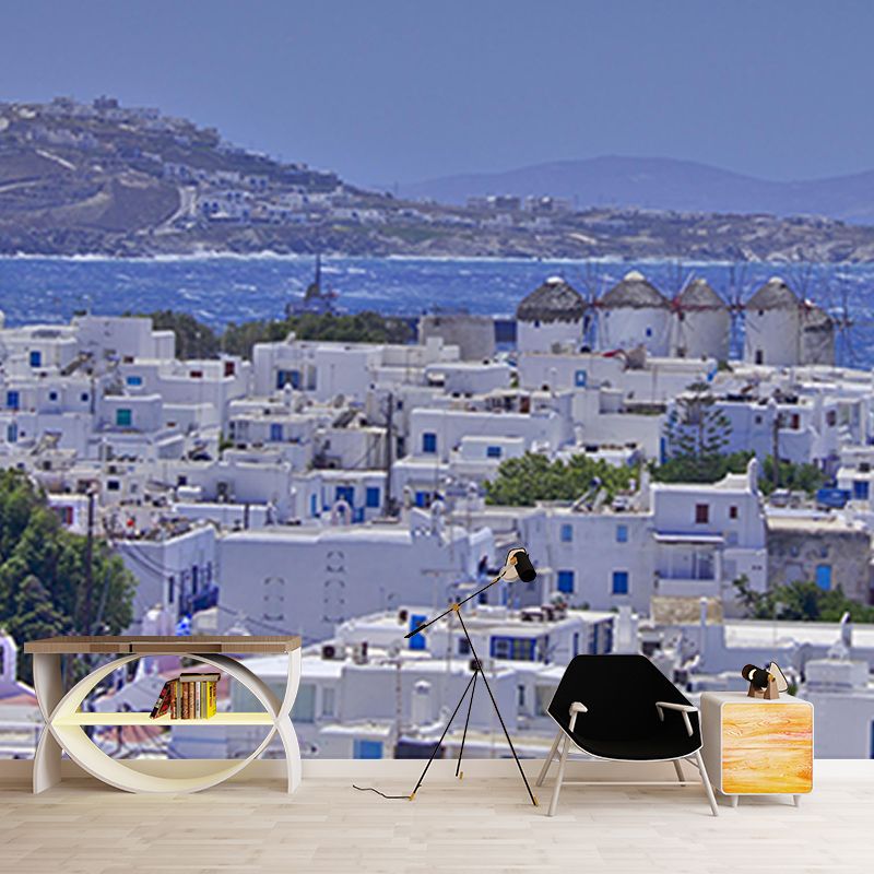 Village Photography Stain Resistant Wall Mural Wallpaper Sitting Room Wall Mural