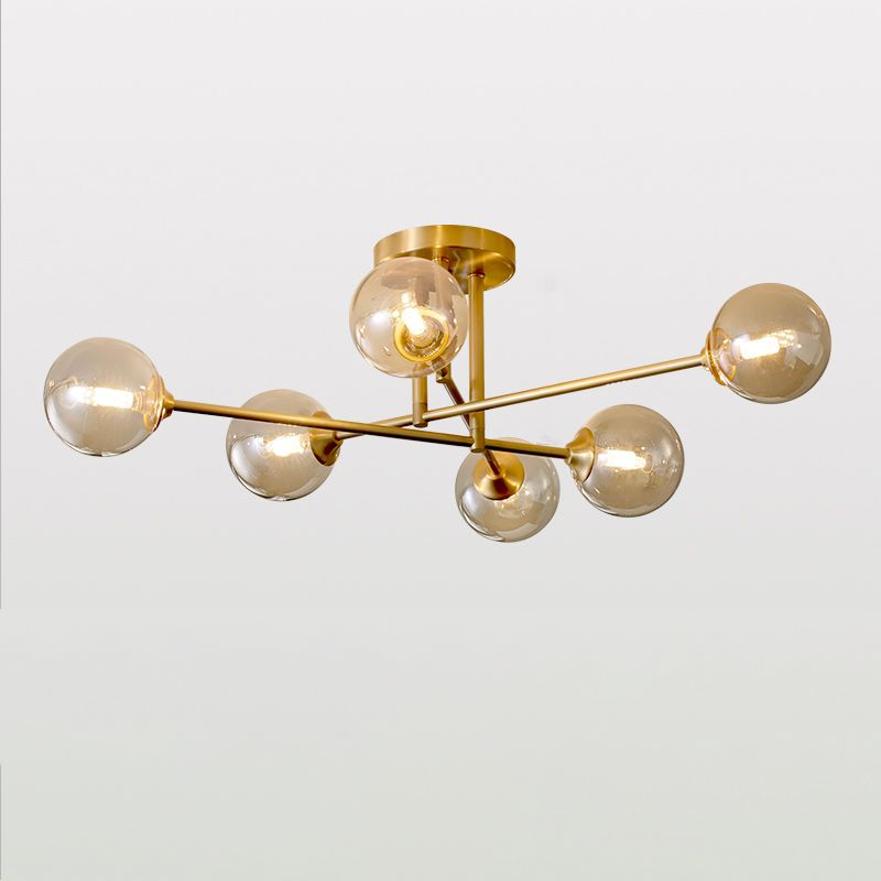 Nordic Style Golden Ceiling Lamp Glass Shade Ceiling Light for Living Room