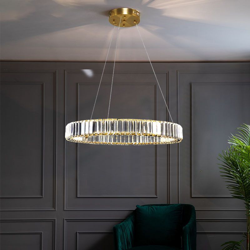 Ring Clear Crystal Hanging Ceiling Lights Modern Style Pendant Lighting Fixtures