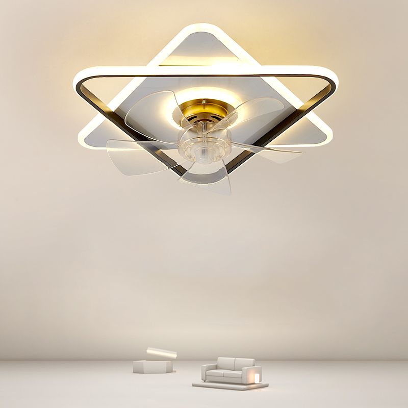 3-Lights Modern LED Fan Light Metal Geometric Flush Mount Light for Living Room