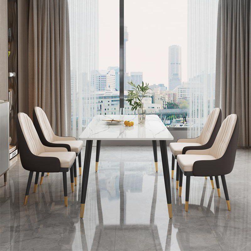 Contemporary Rectangle Dining Site Table Stone Furniture with 4 Legs