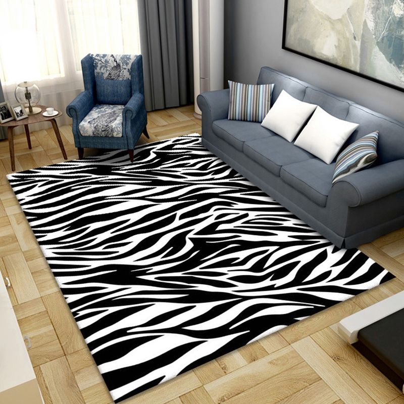 Contemporary Living Room Rug Multicolor Geo Printed Area Rug Polyster Pet Friendly Easy Care Carpet