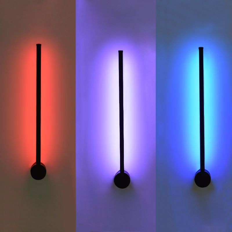 Modern Simplicity Style RGB Wall Sconce Black Long Strip Ambiance Decorative LED Wall Lamp for Restaurant Bar
