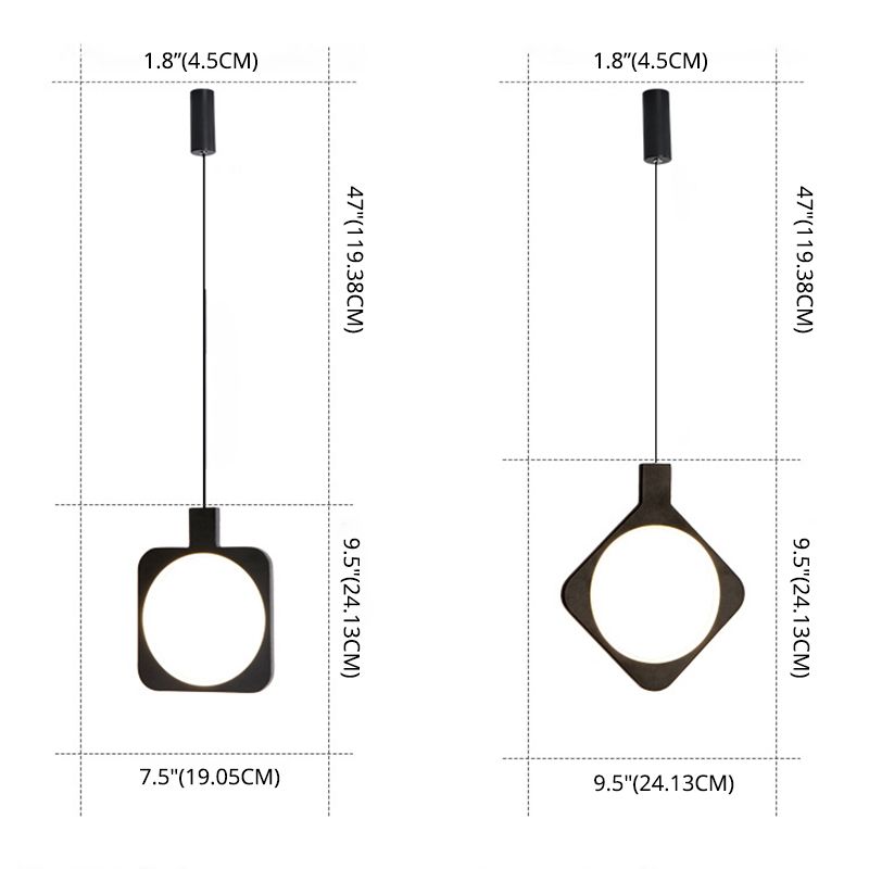 Lámpara colgante de LED de forma geométrica negra Lámpara de colgación de metal minimalista moderna para sala de estar