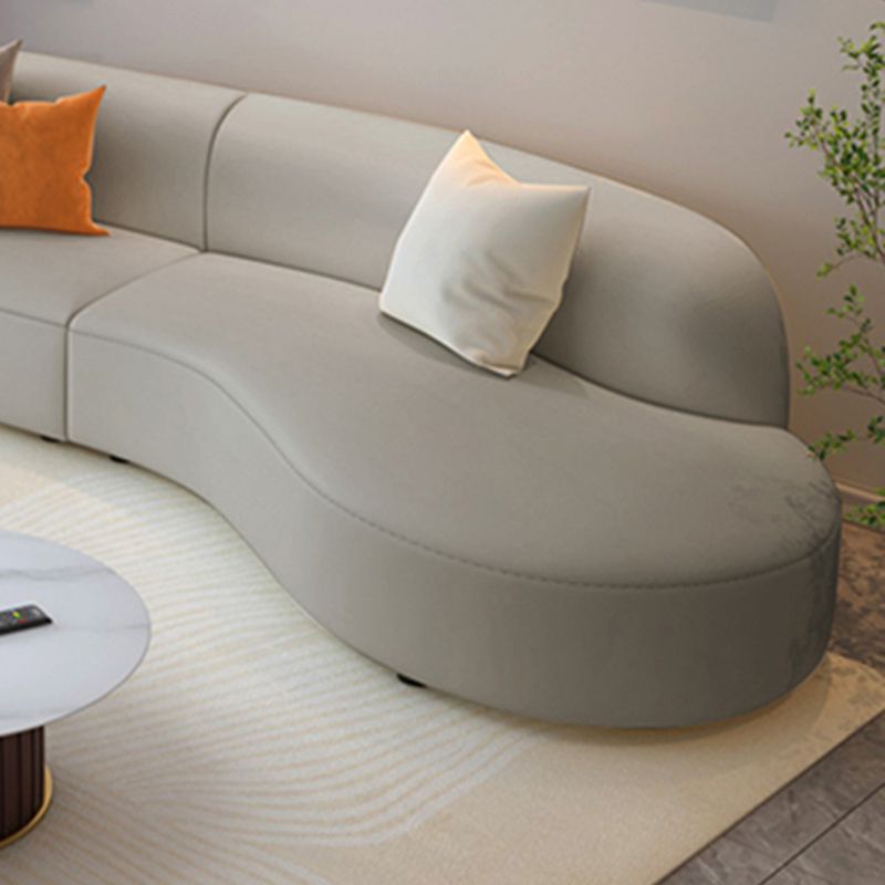 Grey Cushion Back Curved Sectional Sofa Scratch Resistant Sectionals