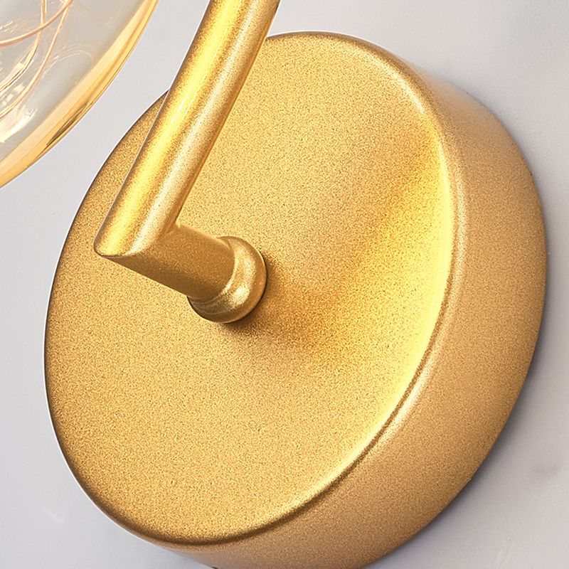 Glass Globe LED Wall Lamp in Modern Fashionable Wrought Iron Wall Sconce with Antler Decoration