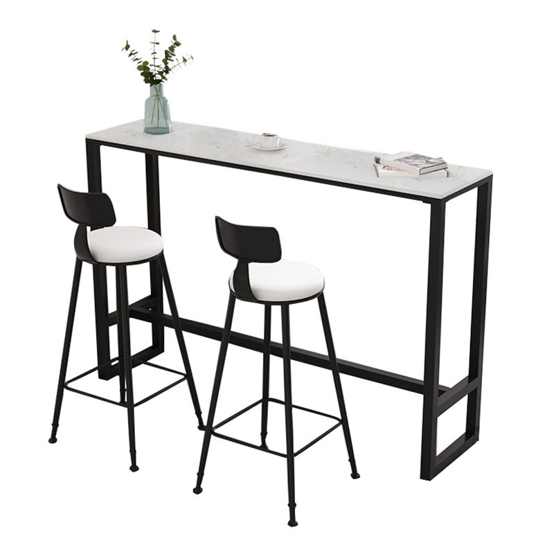 Contemporary Rectangle Bar Table Set 1/3/5 Pcs Iron Frame Bar Table and Stools