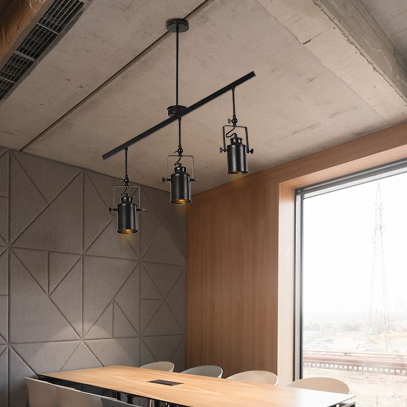 Industrial Style Iron Hanging Lamp Cylinder Shape Island Light Fixture for Bedroom