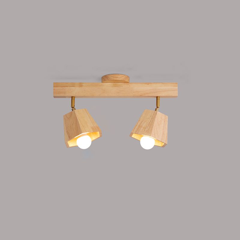 Modern Ceiling Track Light Multi - Head Solid Wood Ceiling Flush Mount