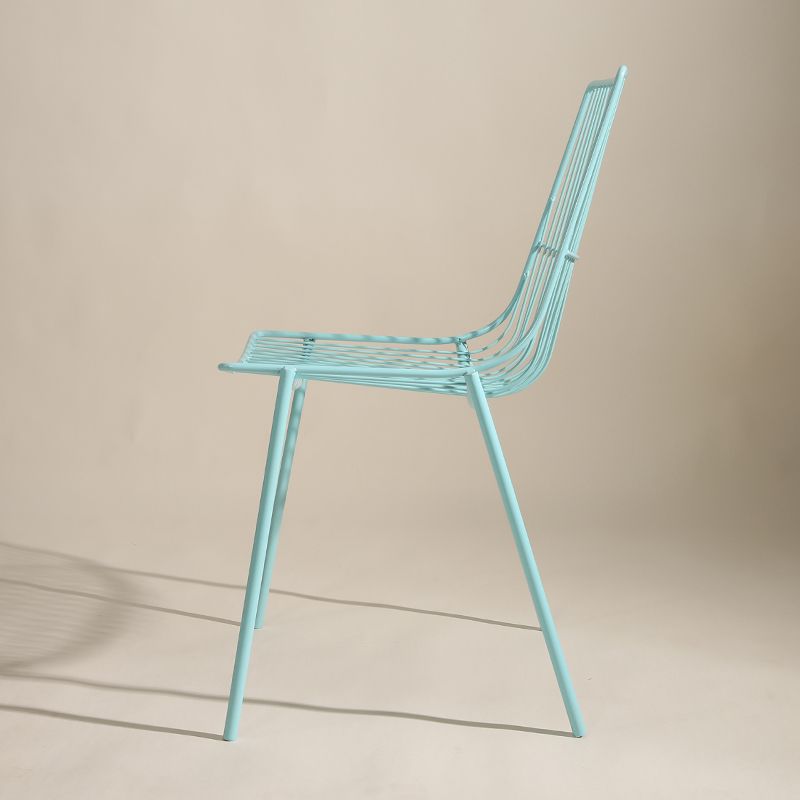 Black/Blue Outdoors Dining Chairs Modern Metal Stacking Patio Dining Chair