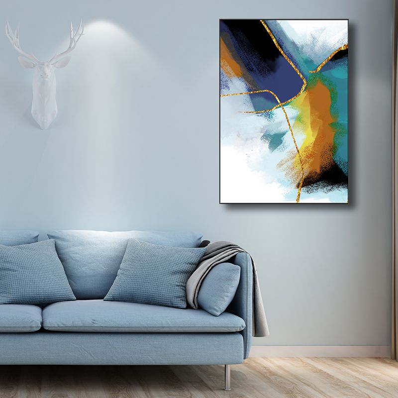 Illustration Painting Modern Style Art Abstract in Blue, Multiple Sizes Available