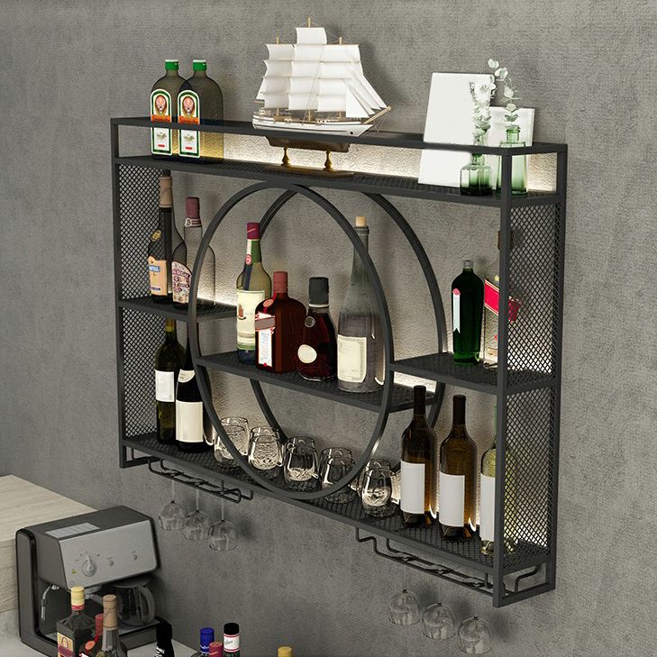 Modern Wall Mounted Wine Rack Metal Wine Bottle & Glass Rack without Light