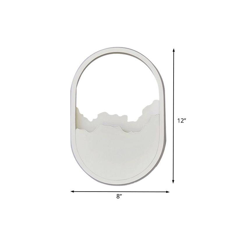 Aluminum Oval Wall Sconce Light Modern LED White Wall Lamp with Cracked Design in Warm/White/Natural Light