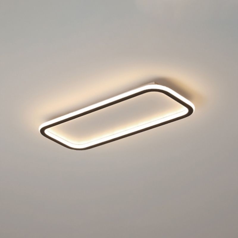 Metal Square Shade Flush Ceiling Light Modern Style 1 Light Flush Mount Fixture in Black