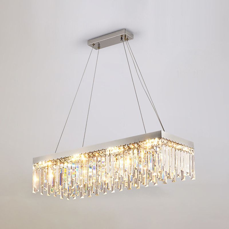 Rechteckinselbeleuchtung im modernen Luxusstil Crystal 1 Light Island Lights in Silber