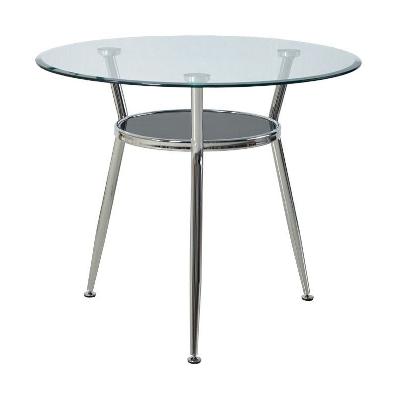 Modern Style Glass Dining Table Clear Round Table with 3 Legs for Home Use
